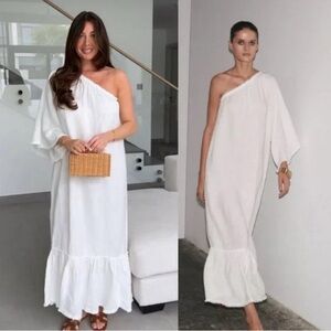 ZARA ZW COLLECTION 100% LINEN ASYMMETRIC DRESS